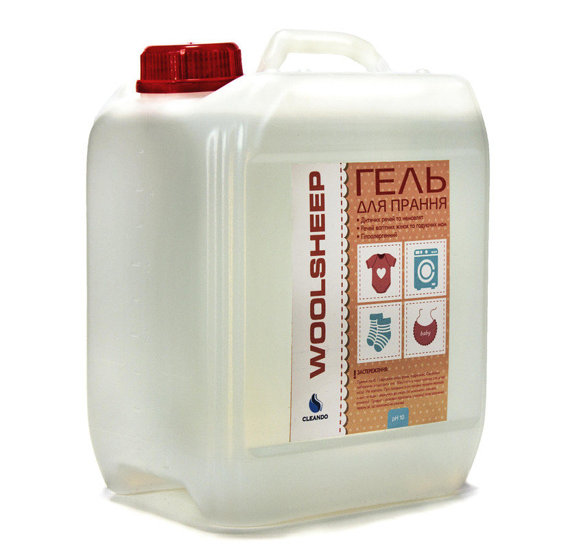 Гель для прання WOOLSHEEP CLEANDO, універсальний, автомат, ручне прання, 10л